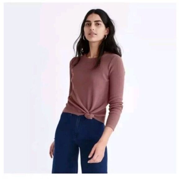 Madewell Texture & Thread Jacquard Knot-Front Top Mauve Size M K4412 - Picture 1 of 9